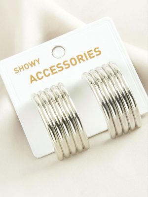 Hasır Şekilli Trend Metal Küpe-Gümüş Rengi