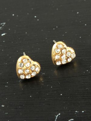 Kalp Taşlı Minik Küpe-Sarı