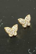 Kelebek Taşlı Minik Küpe-Sarı