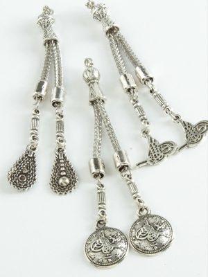 Karışık Tesbih Püskülü 1 Adet-Gümüş Rengi