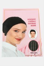 Dikişsiz Likralı Kaymaz Bone-Siyah