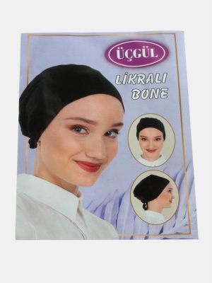 Likralı Bağlamalı Düz Bone-Beyaz