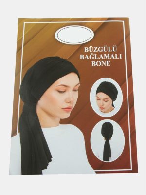 Büzgülü Bağlamalı Bone-Siyah