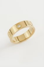 Crt Taşlı Lüks Çelik Yüzük 5 mm-Sarı