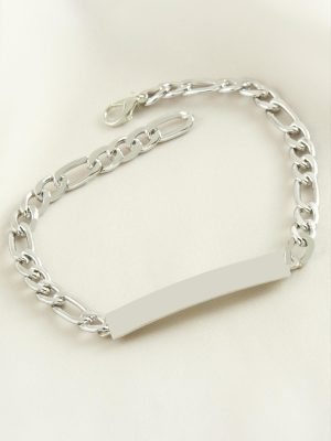 İsim Yazılabilir Boş Plaka Bileklik-Gümüş Rengi