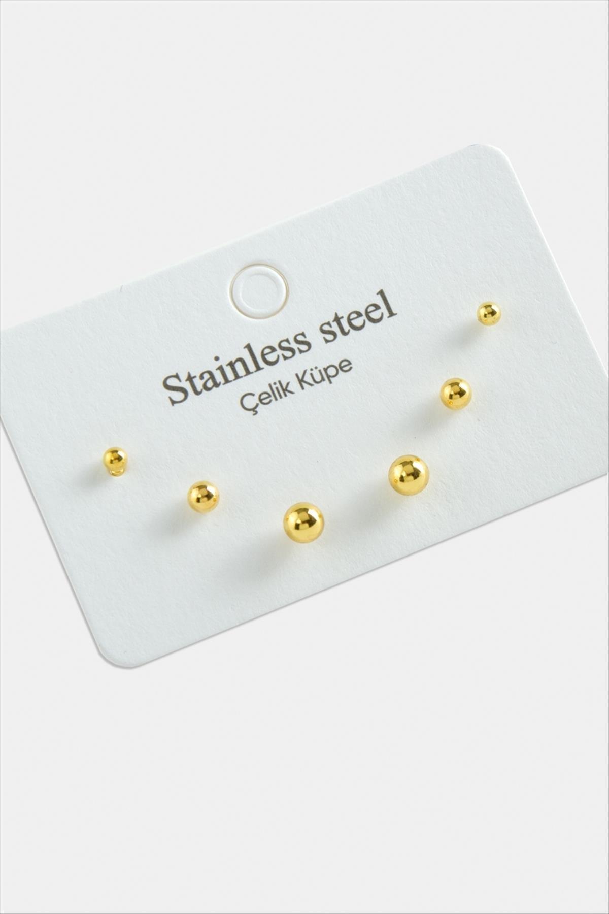 1205167_6-Adet-Top-Celik-Kupe-452a.jpg 6 Adet Top Çelik Küpe-Sarı - Görsel 2