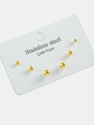 6 Adet Top Çelik Küpe-Sarı