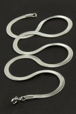 İtalyan Zincir Çelik Kolye 45 cm-Gümüş Rengi