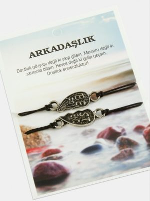 Best Friends Arkadaş Deri Bileklik-Siyah