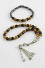 2li Jasper Doğal Taş Bileklik Tesbih Set-Kahverengi - Görsel 2