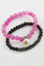 2 Adet Hematit Ceyt Doğaltaş Bileklik-Pembe