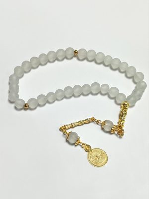 Mat Cam Taş Tesbih 8 mm-Sarı