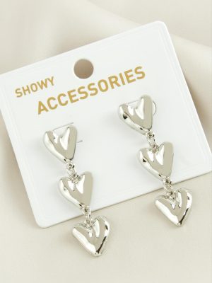 Kalp Trend Metal Küpe-Gümüş Rengi