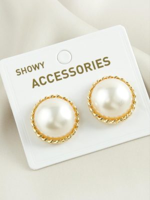 Yuvarlak Trend İnci Küpe-Gümüş Rengi