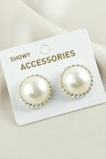 Yuvarlak Trend İnci Küpe-Gümüş Rengi - Görsel 2