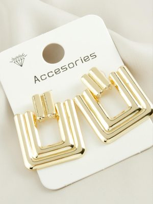 KareTrend Metal Küpe-Sarı