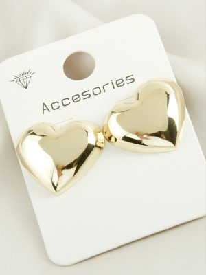 Kalp Trend Metal Küpe-Sarı