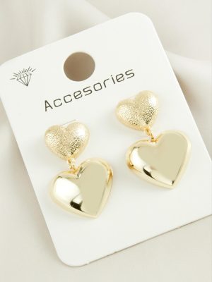 Kalp Trend Metal Küpe-Sarı