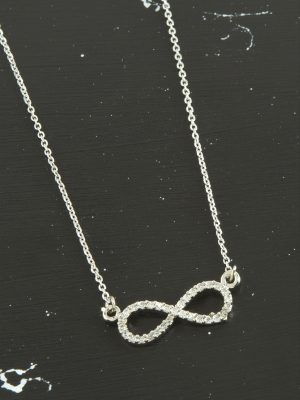 Sonsuzluk Zirkon Taşlı Trend Kolye-Gümüş Rengi