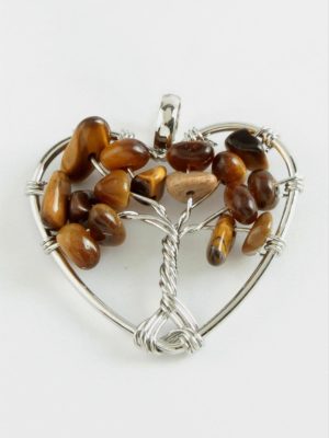 Kaplangözü Kalp Doğaltaş Kolye Ucu-Kahverengi