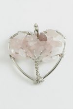 Pembe Kuvars Kalp Doğaltaş Kolye Ucu-Açık Pembe - Görsel 2