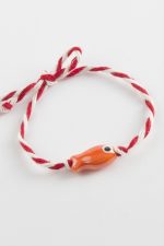 Balık Cam Boncuk Marteniçka İp Bileklik-Turuncu - Görsel 2