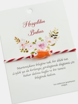 Balık Cam Boncuk Marteniçka İp Bileklik-Turuncu