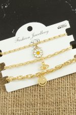 3 Adet Papatya Trend Zincir Bileklik-Sarı - Görsel 3