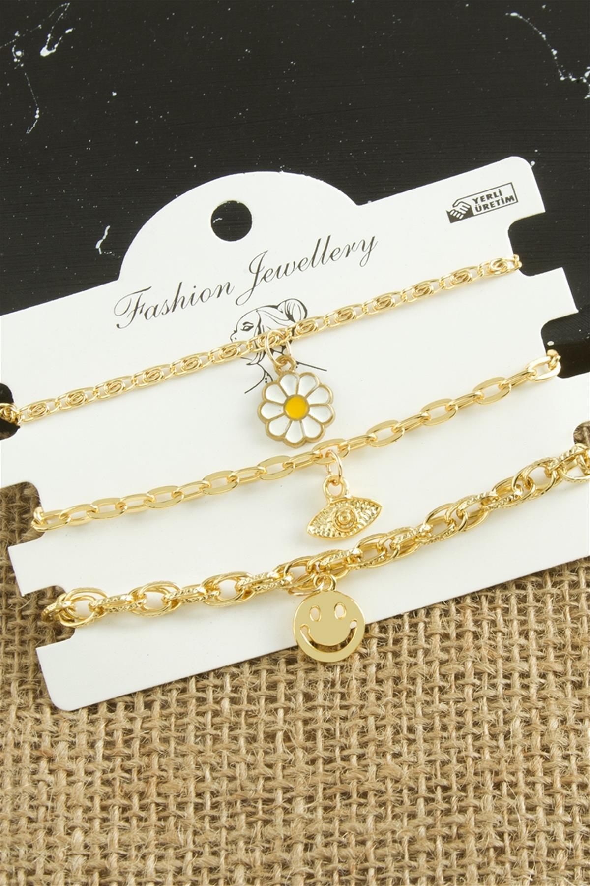 1205255_3-Adet-Papatya-Trend-Zincir-Bileklik-f3c0.jpg 3 Adet Papatya Trend Zincir Bileklik-Sarı - Görsel 1