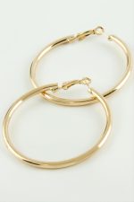 Boru Kalın Halka Küpe 4,5 cm-Sarı