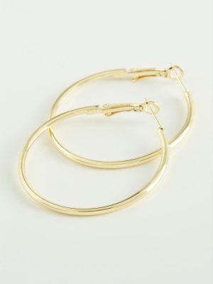 Metal Halka Küpe 3,5 cm-Sarı