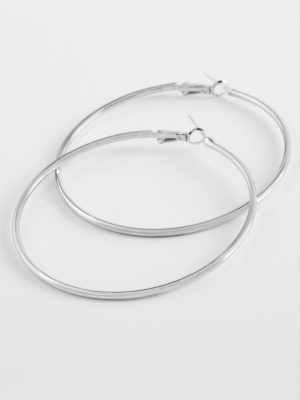 Metal Halka Küpe 5 cm-Gümüş Rengi