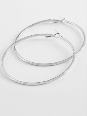 Metal Halka Küpe 6 cm-Gümüş Rengi