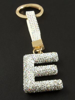 Harfli Savaroski Taşlı Anahtarlık-E