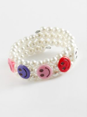 İnci Boncuklu Çocuk Bileklik-Beyaz