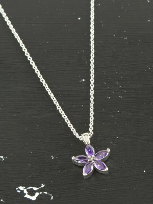 Papatya Zirkon Taşlı Trend Kolye-Mor