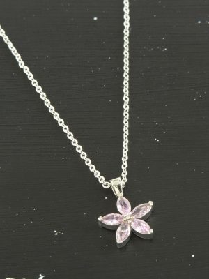 Papatya Zirkon Taşlı Trend Kolye-Açık Pembe