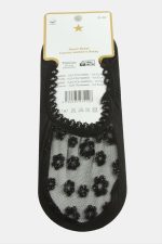 Çiçek Dantel Babet Çorap-Siyah - Görsel 2