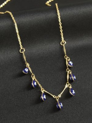 Damla Nazarlı Mineli Kolye-Mavi