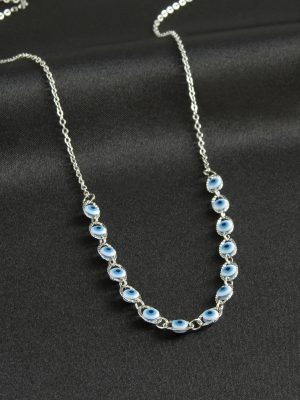 Nazarlı Mineli Kolye-Beyaz