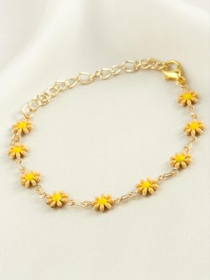 Papatya Mineli Bileklik-Sarı