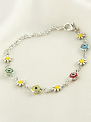 Papatya Nazar Boncuk Mineli Bileklik-Renkli