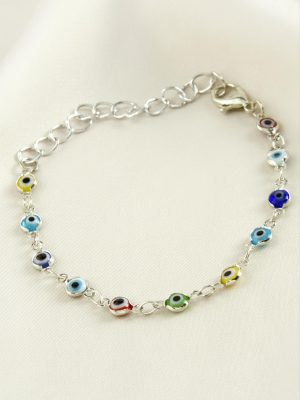 Nazar Boncuk Mineli Bileklik-Renkli