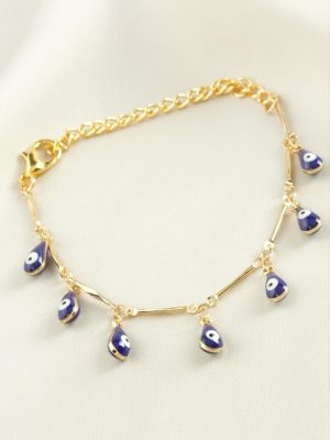 Damla Nazar Boncuk Mineli Bileklik-Mavi