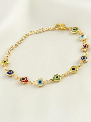 Nazar Boncuk Mineli Bileklik-Renkli