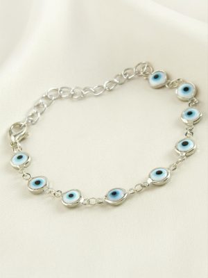 Nazar Boncuk Mineli Bileklik-Beyaz