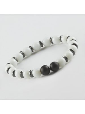 Sedef-Mat Onix Doğaltaş Bileklik-Beyaz