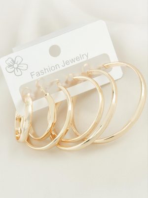 6 Adet Metal Halka Küpe-Sarı