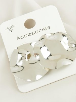 Yuvarlak  Trend Metal Küpe-Gümüş Rengi