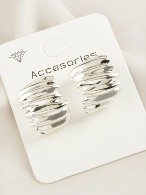 Burgulu Yeni Sezon Metal Küpe-Gümüş Rengi